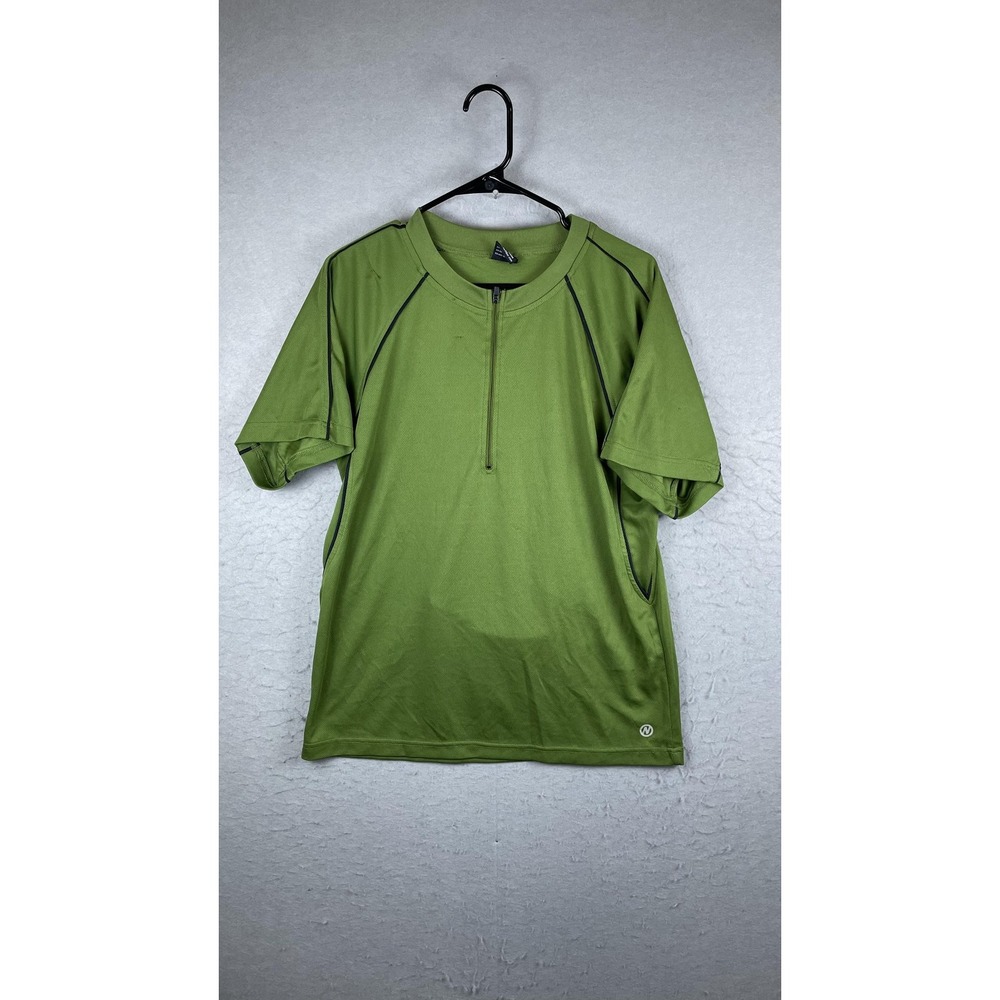 Nashbar Cycling Jersey Mens Large Green 1/4 Zip Short Sleeve Road Bike‎ Shirt